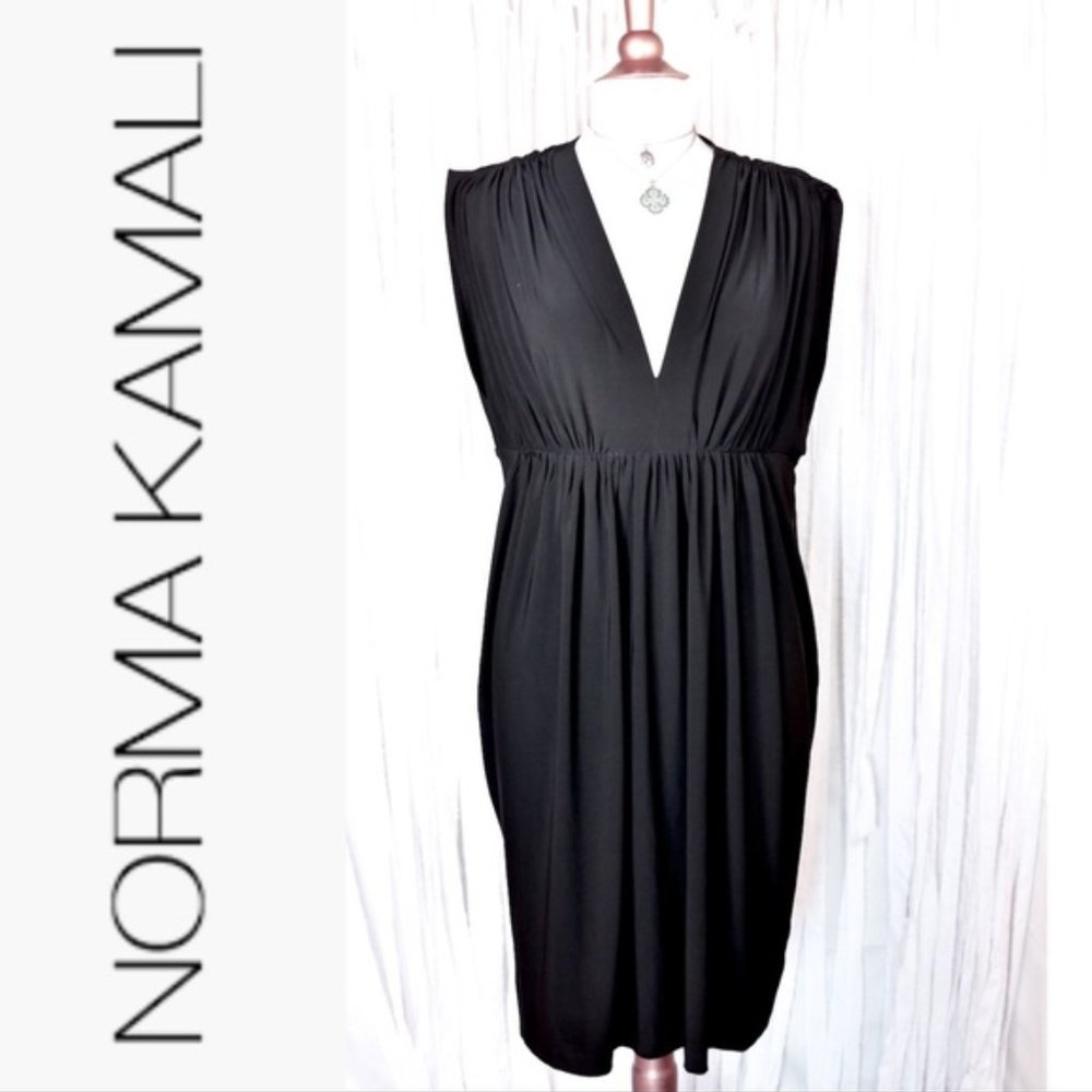 Norma Kamali black dress v neck plus  size XXL 2XL